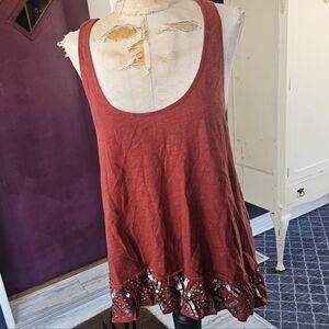 Ecote Rust Tank Top with Sequin Border
